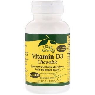 EuroPharma, Terry Naturally, Vitamin D3 Chewable, Mixed Berry , 5,000 IU, 90 Chewable Tablets