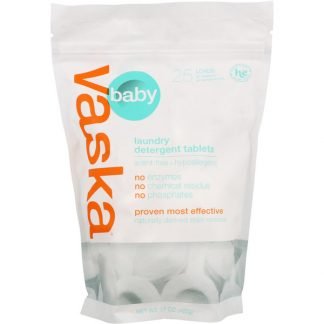 Vaska, ベビー、洗濯洗剤タブレット、無香、25回分、17オンス (482 g)