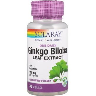 Solaray, 1日1回のイチョウ葉エキス、120 mg、植物性カプセル30個