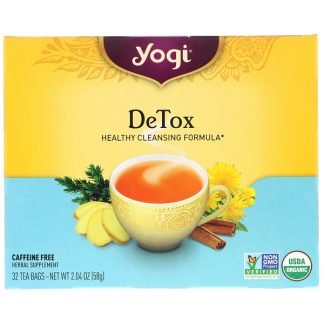 Yogi Tea, デトックス、カフェインフリー、32ティーバッグ、2.04オンス (58 g)