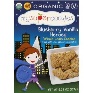 MySuperCookies, 全粒穀物クッキー、ブルーベリーバニラヒーローズ、177g（6.25 oz） (Discontinued Item)