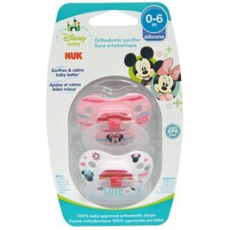 NUK, Disney Baby、Minnie Mouse Orthodontic Pacifier、0～6ヶ月、おしゃぶり2個入り