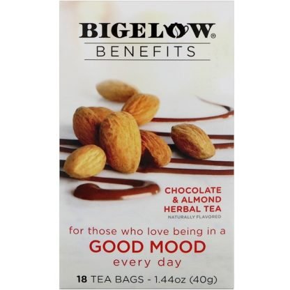 Bigelow, ベネフィッツ、良い気分、チョコレート & アーモンドハーブティー、ティーバッグ18袋、1.44 oz (40 g)
