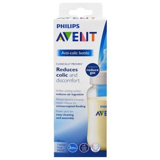 Philips Avent, 疝痛防止 ボトル、3か月から、ワイドネックボトル1本、11 oz (330 ml)