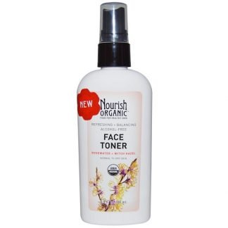 Nourish Organic, リフレッシング & バランシング フェイス トナー、ローズウォーター + ウィッチヘーゼル、3.0 fl oz (88 ml)