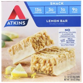 Atkins, レモンバー、5本、各1.41オンス (40 g)