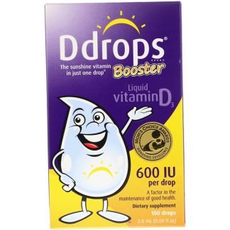 Ddrops, ブースター、液体ビタミンD3、600 IU、0.09 fl oz (2.8 ml)