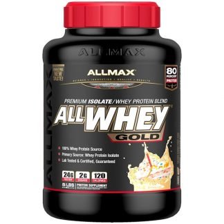 ALLMAX Nutrition, オールホエイゴールド、100%ホエイプロテイン+ プレミアムホエイプロテイン分離物、誕生日ケーキ、5 lbs (2.27 kg)