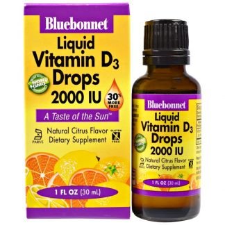 Bluebonnet Nutrition, 液体ビタミンD3 ドロップ、 ナチュラル シトラスフレーバー、 2000 IU、 1 fl oz (30 ml)