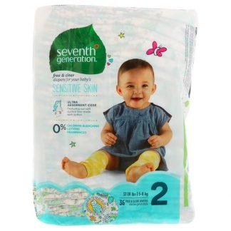 Seventh Generation, 乳児用、フリー＆クリアおむつ、サイズ 2、12～18ポンド（5～8 kg）、36個入り