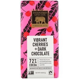 Endangered Species Chocolate, バイブラントチェリー＋ダークチョコレート、カカオ72％、85g（3オンス）