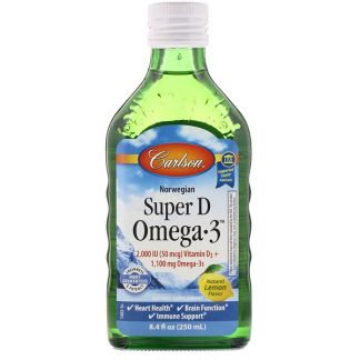 Carlson Labs, ノルウェー産スーパーDオメガ3、天然レモン香料、250 ml