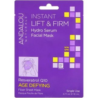 Andalou Naturals, Instant Lift & Firm, Hydro Serum Facial Mask, Age Defying、使い捨てのファイバーシートマスク、.6 fl oz (18 ml)