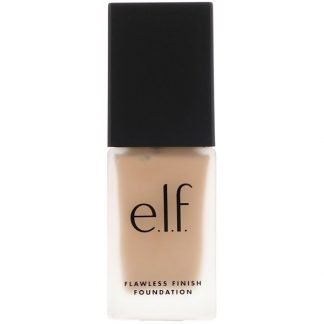 E.L.F., フローレスフィニッシュ・ファンデーション、オイルフリー、タン、0.68 fl oz (20 ml)