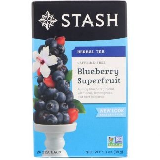 Stash Tea, ハーブティー, ブルーベリースーパーフルーツ, カフェインフリー, 20袋, 1.3オンス (38 g)