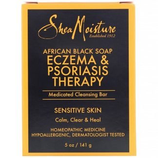 SheaMoisture, アフリカンブラックソープ、湿疹＆乾癬（かんせん）セラピー、薬用クレンジングバー、141g（5oz）