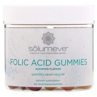 Solumeve, 葉酸グミ、ゼラチンフリー、アソート味、植物性グミ100粒