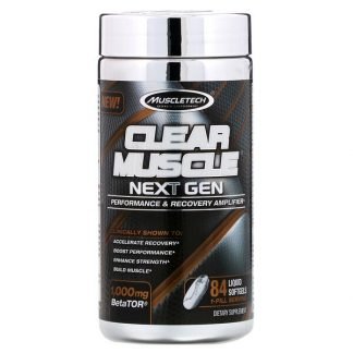 Muscletech, Clear Muscle（クリアマッスル）ネクストジェネレーション、パフォーマンス＆リカバリーアンプリファイア、1,000mg、液体ソフトジェル84粒