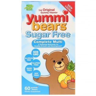 Hero Nutritional Products, ヤミーベアーズ、コンプリートマルチ、シュガーフリー、オールナチュラルフルーツフレーバー、ヤミーベアーズ60個