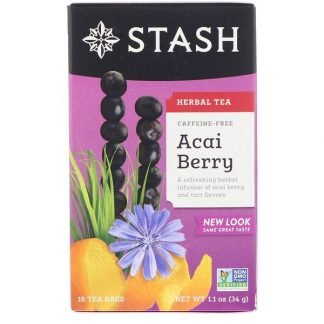 Stash Tea, Herbal Tea, Acai Berry, Caffeine Free, 18 Tea Bags, 1.1 oz (34 g) (Discontinued Item)