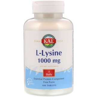 KAL, L-Lysine, 1,000 mg, 100 Tablets