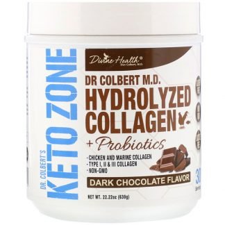 Divine Health, Dr. Colbert's Keto Zone, Hydrolyzed Collagen, Dark Chocolate, 22.22 oz (630 g)