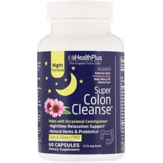 Health Plus, スーパー大腸クレンズ、 夜用、 60カプセル