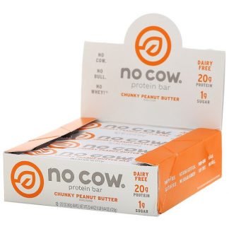 No Cow, プロテインバー、チャンキーピーナッツバター、12本、各60 g（2.12 oz）