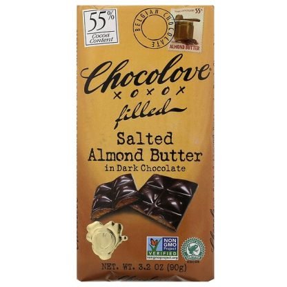 Chocolove, ソルテッドアーモンドバター入りダークチョコレート, 3.2オンス (90 g)