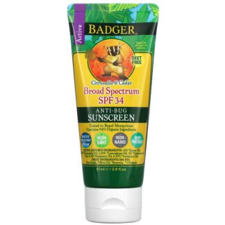 Badger Company, Anti-Bug（アンチバグ）日焼け止め、SPF34 PA+++、シトロネラ＆シダー、87ml（2.9液量オンス）