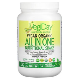 Natural Factors, VegiDay, Vegan Organic All In One Nutritional Shake, Unflavored, 12.7 oz (360 g)